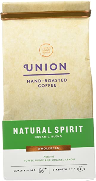 Union Hand Roasted Coffee Organic Natural Spirit Wholebean, 200g