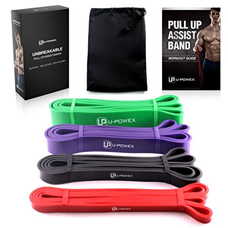 Pull Up Assist Bands – Set of 4 – Heavy Duty Resistance Bands – Mobility and Powerlifting Exercise Bands – Perfect for Body Stretching, Powerlifting and Resistance Training