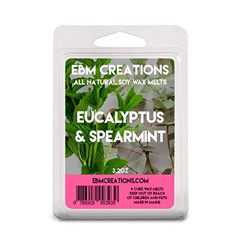 Eucalyptus & Spearmint - Scented All Natural Soy Wax Melts - 6 Cube Clamshell 3.2oz Highly Scented!