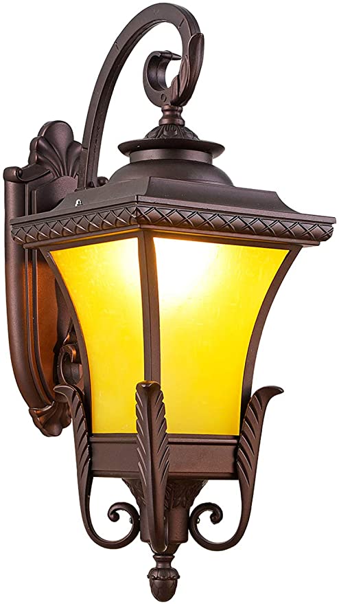 Rustic Large Outdoor Wall Mount 23.62"H Four-Sided Outdoor Wall Light Waterproof Porch Light Fixtures Exterior Wall Lantern Outside Wall Light with Frosted Glass Perfect for House,Garage,Frontdoor