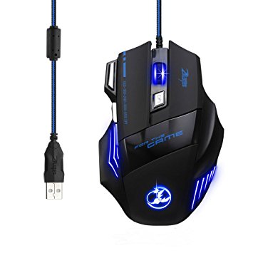Zelotes 5500 Adajustable DPI Professional LED Optical Gaming Mouse Gamer Mouse 7 Buttons USB Wired Mice for Pro Game Notebook PC Laptop Computer - Surface Support