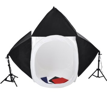 Photo Studio 32 Light Tent Softbox Lighting Kit Backdrops 3x125w Bulbs Upgraded