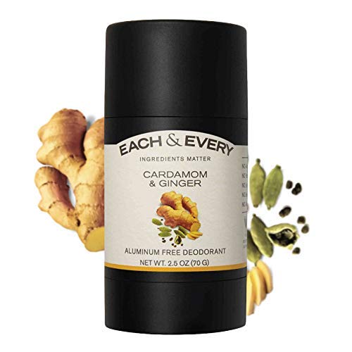 Each & Every Natural Aluminum-Free Deodorant for Sensitive Skin with Essential Oils, Plant-Based Packaging, Cardamom & Ginger, 2.5 Oz.