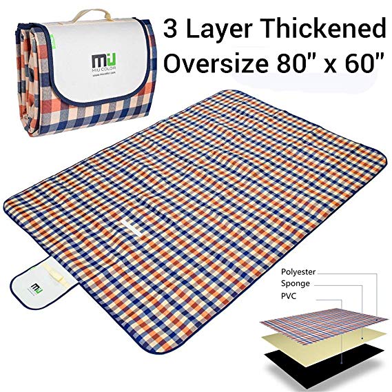 MIU COLOR® Foldable Large Picnic Blanket - Waterproof and Sandproof, Camping Mat for Outdoor Beach Hiking Grass Travelling