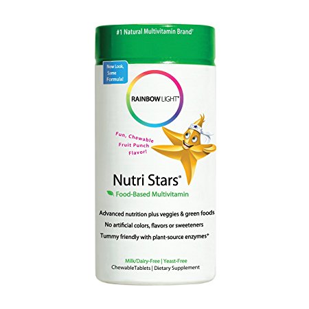 Rainbow Light - Nutristars Chewable Multivitamin - Vitamins, Minerals, and Superfood for Children, Supports Nutrition, Immunity, Energy, and Digestion in Kids - 120 Tablets