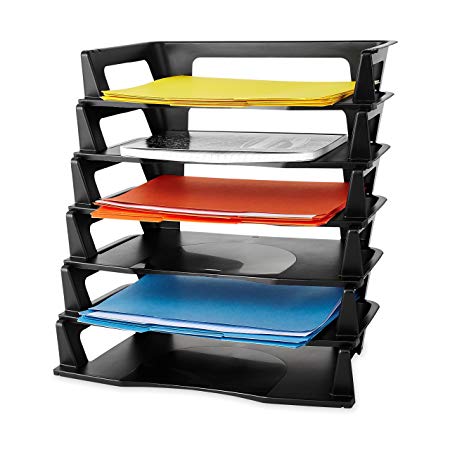 🏆Premium Pack Regeneration Letter Tray, Six Tier, Plastic, Black (86028)