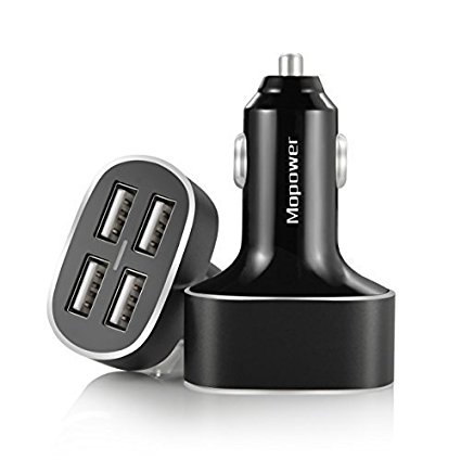 Car Charger,Mopower 40W 8A 4-Port USB Car Charger with Auto Detect Technology for iPhone 6 5S 4S,iPad 4,iPad mini, Samsung Galaxy S4 S3 S5,GPS and Smart Devices Black