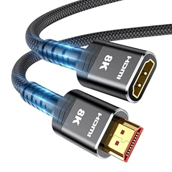 Highwings HDMI Verlängerungskabel 1m, 8K 60Hz 4K 120Hz 144Hz HDMI 2.1 Verlängerung Stecker auf Buchse 48Gbps Ultra Highspeed UHD eARC HDCP 2.3 Dynamische HDR Kompatibel mit TV Stick, PS5/4, HDTV