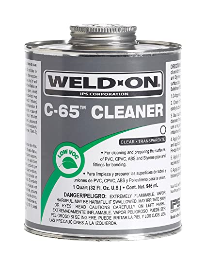 Weld-On C-65 Pipe Cleaner For Abs, Pvc, Cpvc, And Styrene, Clear, 1 Quart
