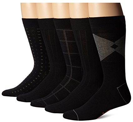 Dockers Men's 5 Pack Classics Dress Dashed Crew Socks