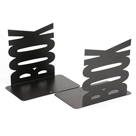 Fasmov Book Bookends Nonskid Art Bookends,1 Pair(Black)