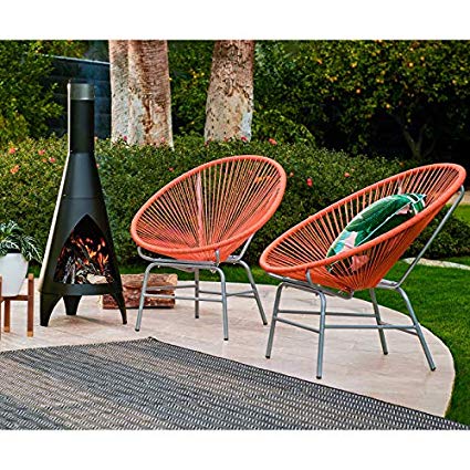 Set of 2 Summer Orange Acapulco Chairs Outdoor Patio Lounge Chairs Mid Century Modern