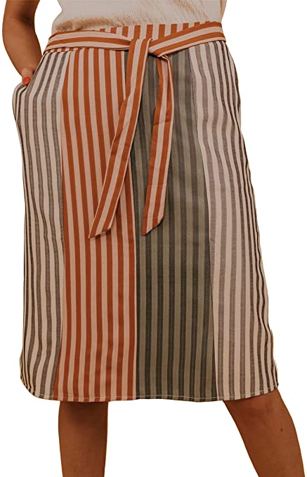 Roolee - Asuka Stripe Skirt, Modest Clothing for Women, Knee Length Skirts