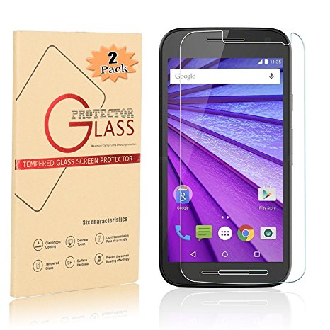 [2 Pack] Moto G4 Screen Protector, Heng Tech (TM) Tempered Glass Screen Protector for Motorola Moto G4 with [9H Hardness][Bubble Free] [Anti-Scratch] [Crystal Clarity]