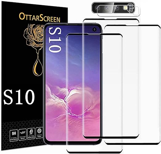 Galaxy S10 Screen Protector, 3 Pack Tempered Glass Screen Protector, 1 Pack Camera Lens Protector, 3D Glass 9H Hardness Tempered Glass Screen Protector for Samsung Galaxy S10【3 1 Pack 】