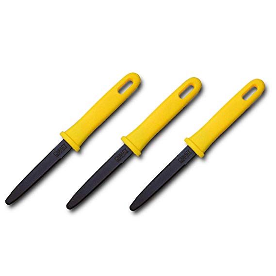 CANARY Corrugated Cardboard Cutter Dan Chan [Non-Sticking Fluorine Coating], Yellow (DC-190F-1) (3 pcs)