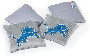 NFL Pro Football Detroit Lions Dual-Sided Bean Bags by Wild Sports, 4 Pack - Premium Toss Bags for Cornhole Sets