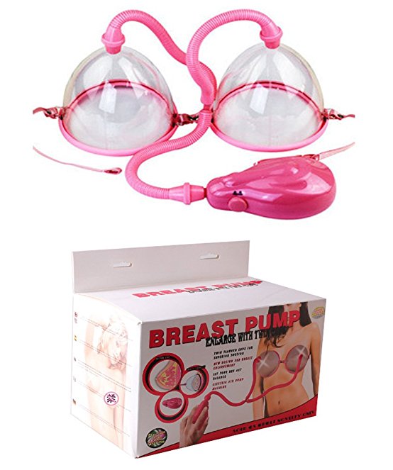 HenMerry Dual Vacuum Suction Cup Breast Enlargement Pump Set (Pink- Electric pump)