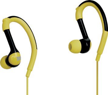 Promate Natty Running Headphones Sweat Resistant Remote Button Control with Microphone Earbuds and Secure Earhooks Earphones for Active Lifestyle - Yellow