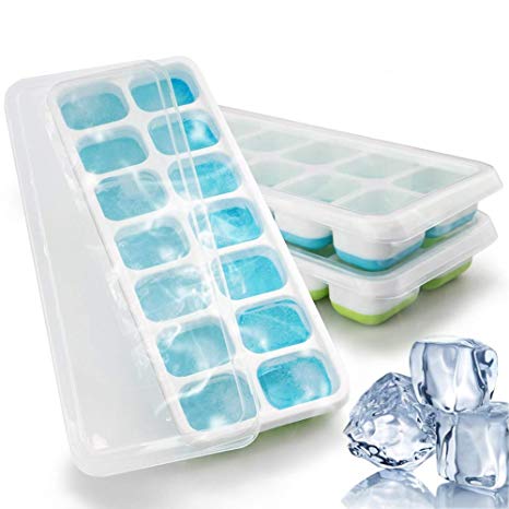 3 Packs Ice Cube Trays Silicone Ice Cube Trays with Lids Easy Release Ice Trays Make 42 Large Ice Cube Flexible BPA Free Stackable Ice Cube Trays