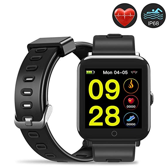 Evershop Smart Watch IP68 Waterproof with 1.3inch IPS Square Screen for Swimming, Fitness Tracker Watch with Heart Rate Monitor,Calorie Counter Sleep Monitor for Women Men Kids