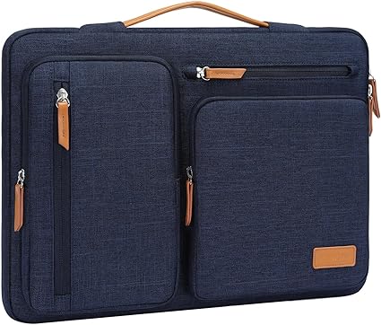 MOSISO 360 Protective Laptop Sleeve Compatible with MacBook Pro 16 inch 2024-2019 M3 A2991 M2 A2780 M1 A2485 A2141, 15-15.6 inch Notebook Computer,Side Open Bag with 4 Zipper Pockets&Handle, Navy Blue