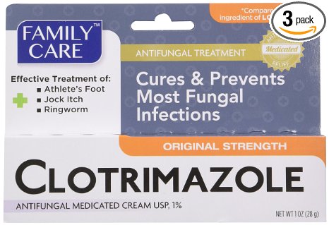 Family Care Clotrimazole Anti Fungal Cream, 1% USP Compare to Lotrimin 1oz. (Pack of 3)