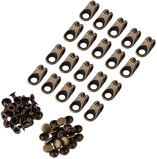 20 Pcs/Lot Boot Hooks Lace Fittings With Rivets Camp Hike Climbing Repair Shoes Buckles Hooks Accessories(Bronze)