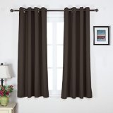 Nicetown Triple Weave Microfiber Energy Saving Thermal Insulated Solid Grommet Blackout Curtains for Patio One Pair52 Inch by 63 InchToffee Brown