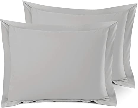 Nestl Bedding Soft Pillow Shams Set of 2 - Double Brushed Microfiber Hypoallergenic Pillow Covers - Hotel Collection Premium Bed Pillow Cases, Standard - Silver