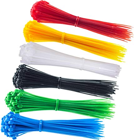 8 Inch Zip Ties, 120pcs Nylon Cable Ties, 6 Multi-colors