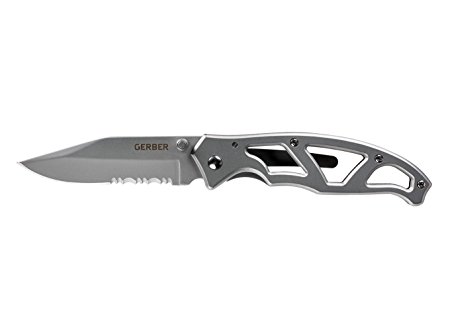 Gerber Paraframe I Knife, Serrated Edge, Stainless Steel [22-48443]