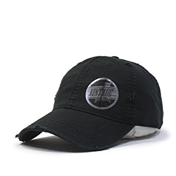Plain Washed Cotton Twill Distressed with Heavy Stitching Low Profile Adjustable Baseball Cap