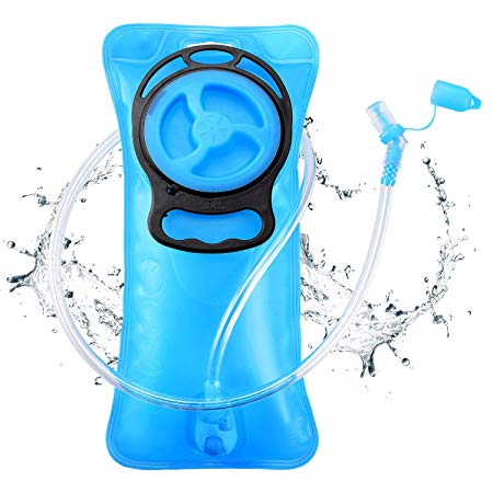 Hydration Bladder 2 Liter SKL Water Bladder Leak-Proof Hydration Pack Replacement with Upgraded Auto Shut-Off System for Hiking Running Cycling Biking Climbing Kids Adults