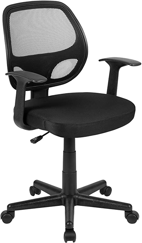 Flash Fundamentals Mid-Back Black Mesh Swivel Ergonomic Task Office Chair with Arms