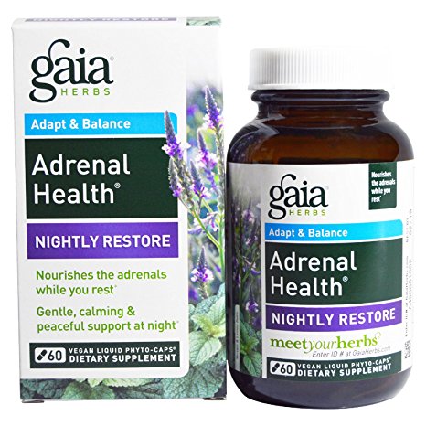 Gaia Herbs, Adrenal Health, Nightly Restore, 60 Vegan Liquid Phyto-Caps - 2pc