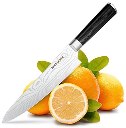 SANJIANKER Chef Knife,Professional 8-Inch German High Carbon Stainless Steel X50 Cr MoV 15 Kitchen Knives, Easy Hand-held Sharp Knife
