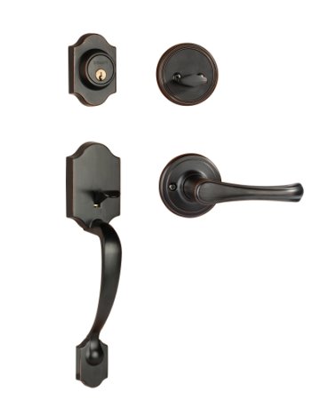 Dynasty Hardware DEN-VAI-100-12P Denver Front Door Handleset, Aged, Oil Rubbed Bronze with Vail Lever