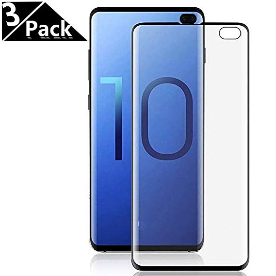 [3-Pack]Galaxy S10 Plus Screen Protector,[in-Display Fingerprint Support] Full Coverage Screen Protector Compatible with Samsung Galaxy S10 Plus (2019) HD Case-Friendly Film [Not Glass][2 Pack][Black]