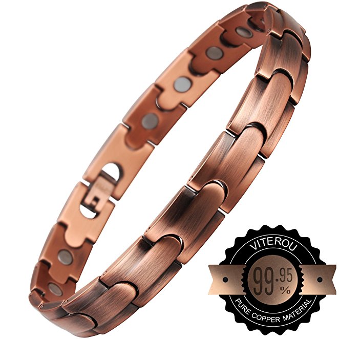 VITEROU Magnetic Solid Pure Copper Therapy Bracelet for Arthritis for Men and Women,3500 Gauss