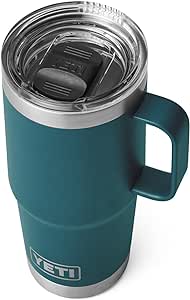 YETI Rambler 20 oz Travel Mug, Stainless Steel, Vacuum Insulated with Stronghold Lid, Agave Teal