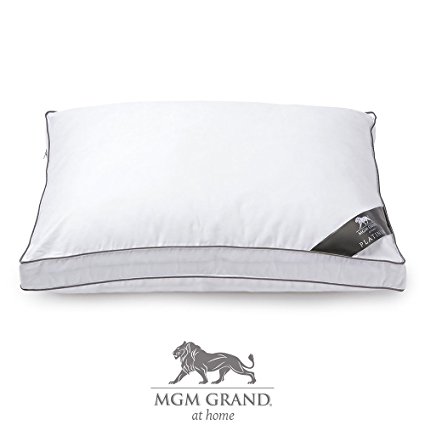 MGM GRAND at home Platinum Collection Hotel Down Alternative Pillow 500 Thread Count - the Best Pillow for Back & Side Sleeping, 2” Gusset - Official MGM Grand Hotel Pillow (Jumbo)