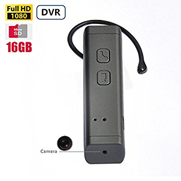 Spy DVR 1080P FHD Hidden Camera Wireless Functional Mini Bluetooth Headset Hidden Spy Camera 16GB Memory Included Long Battery Operating Life