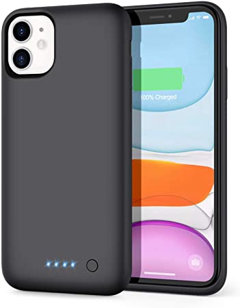 Battery Case for iPhone 11, 6800mAh Protective Portable Charging Case for iPhone 11 Rechargeable Extended Battery Pack Power Backup Cover for Apple 11 [6.1 inch]