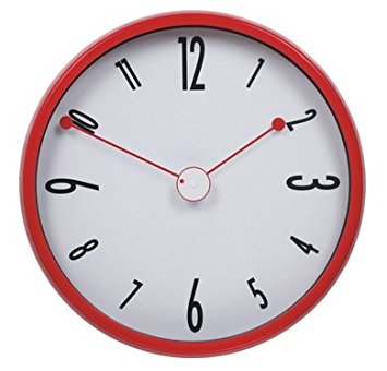 JustNile Modern Creative Round 12-inch Non Ticking Wall Clock - Red Antenna