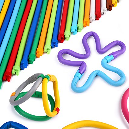 Peradix Twistable Stem DIY Toys Soft Colorful Stackable Flexible Interlocking Straw Sticks Set for Imagination Brain Education (109PCS)