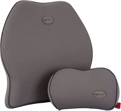 Travel Ease Premium Memory Foam Car Lumbar Cushion & Neck Pillow Kit(Grey)