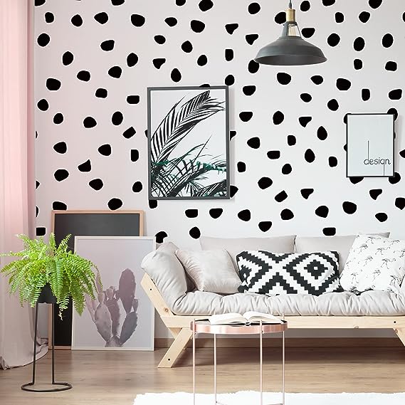 500 Pieces Irregular Polka Dots Boho Wall Decal Vinyl Nursery Wallpaper Sticker Wall Decor Peel and Stick Dot Wall Sticker for Kids Baby Girl Bedroom Home Classroom Decoration (Black)