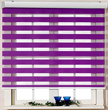 Foiresoft Custom Cut to Size, [Winsharp Basic, Purple, W 47 x H 64 inch] Zebra Roller Blinds, Dual Layer Shades, Sheer or Privacy Light Control, Day and Night Window Drapes, 20 to 103 inch Wide