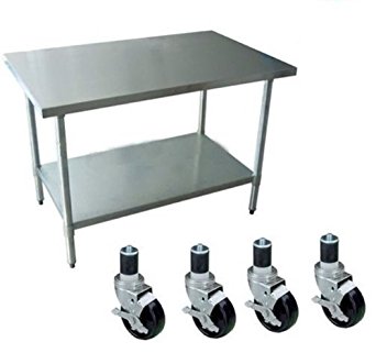 Apex Worktable Stainless Steel Food Prep 24" X 36" X 34" Height With 4 Caster Wheels Work Table- Commercial Grade Work Table - Good For Restaurant, Business, Warehouse, Home, Kitchen, Garage